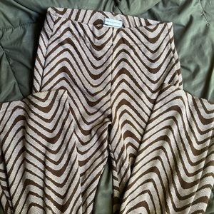 URBAN OUTFITTERS BROWN PATTERN FLARE PANTS